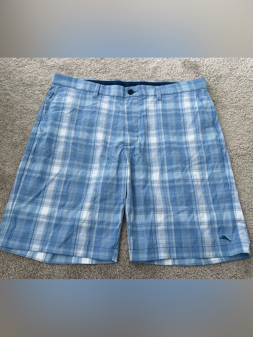 Tommy Bahama Ocean Ombre Shorts Island Zone Golf Blue Plaid 10" Men’s Sz 38